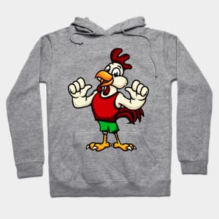 Cute Anthropomorphic Human-like Cartoon Character Rooster in Clothes Hoodie